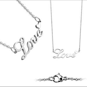 Love lettering with heart necklace